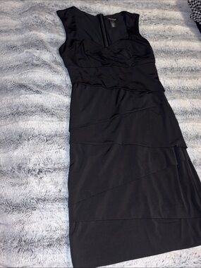 White House Black Market Black Layered Slimming Midi Dress